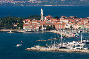 Bay and marina of Izola, Adriatic Slovenia, Europe,