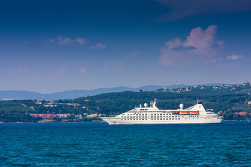 Cruise ship in the Gulf of Trieste ,Koper, Istria, Adria Slovenia, Europe