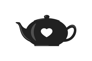 Tea kettle vector silhouette of kitchen utensil.