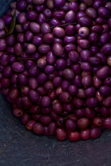 Bucket of olives, purple