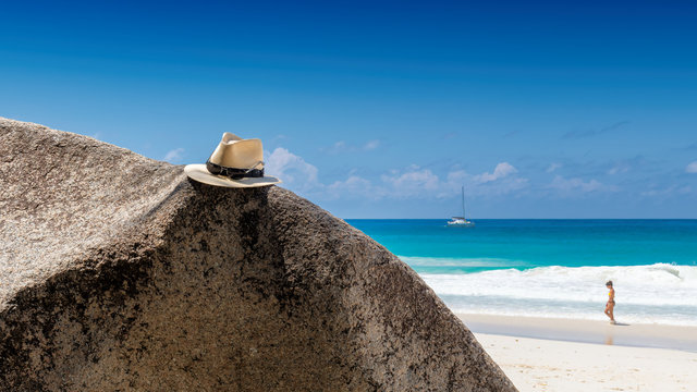 Sea view beach background. Summer vacation and tropical beach concept.