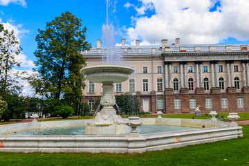 Marble fountain-vase in Catherine park at Tsarskoye Selo in Pushkin, Russia