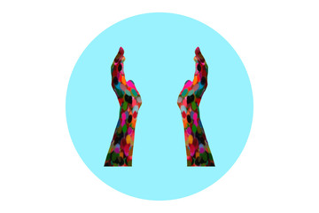 Two arms icon with a blue background
