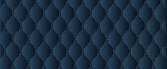 Simple upholstery quilted background. Dark blue leather texture sofa backdrop.