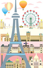 Naklejka premium Paris colorful vector 10
