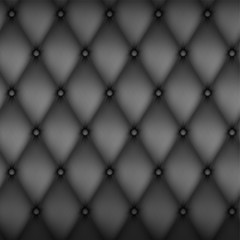 Square decorative upholstery quilted background. Black leather texture sofa backdrop.