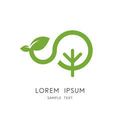 Green sprout logo - tree and shoot with leaves symbol. New life in nature, vegetative reproduction and agriculture, ecology and environment vector icon.