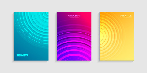 minimal cover design template set with gradient background, Colorful halftone gradients,