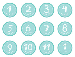 Fototapeta premium Cute Baby milestone cards. Can use for monthly baby picture Cards and baby shower gift.