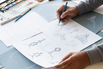 Designer design diamond jewelry drawing sketches making works craft unique handmade luxury...