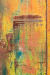 Metal door with color layers
