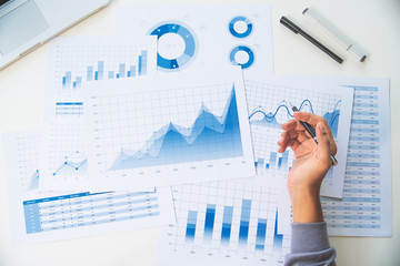 businessman working data document graph chart report marketing research development  planning...