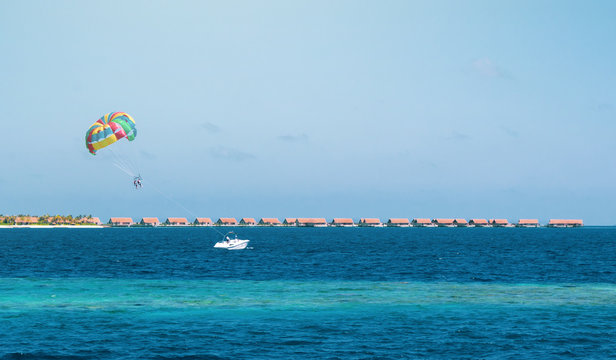 Parasailing in the Maldives.