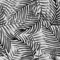 Watercolor tropical palm leaves seamless pattern 