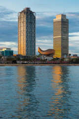 Skyscrapers in coastal zone of Barcelona