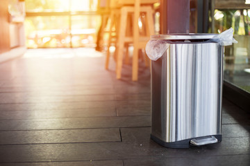 Stainless bin,Trash in coffee shops,Waste collection equipment, Global warming