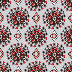 Seamless editable African vector design in color for textile and fabric print