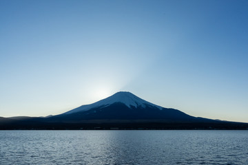 Beautiful scenery of Mount Fuji and lake.