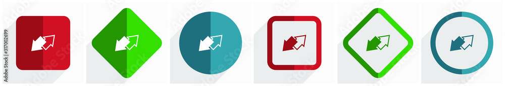 Leinwandbilder Exchange icon set, flat design vector illustration in 6 options for webdesign and mobile applications in eps 10