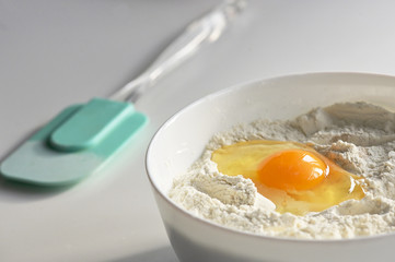Broken Egg On Flour, For Making Bread