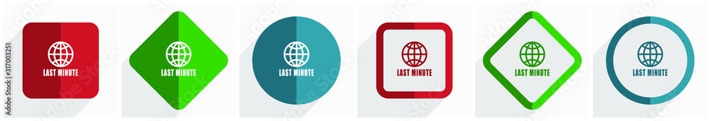 Leinwandbilder last minute icon set, flat design vector illustration in 6 options for webdesign and mobile applicat