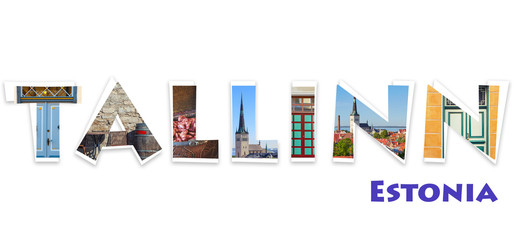 Collage of photos from the sights of Tallinn, Estonia