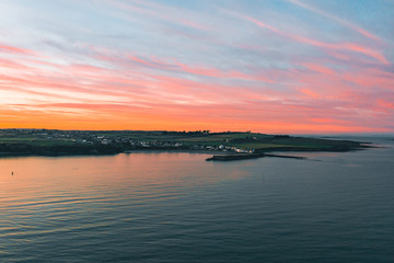 Sunset Over The Small Town In Rush, Ireland.