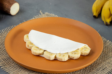 Banana Tapioca, a tradicional Brazilian food. Made from starch of cassava. With flavor of banana