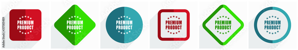 Leinwandbilder premium product icon set, flat design vector illustration in 6 options for webdesign and mobile appl