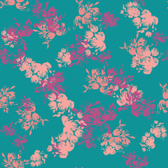 Flower scribble pattern. Romantic artistic textile vector print surface design background