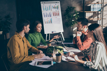 Photo of team with people discussing their possibilities to contest with other corporations planning to increase their income