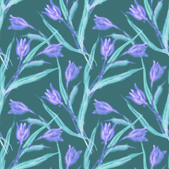 Field Flowers Seamless Pattern. Watercolor Background.