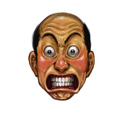 Obraz premium Realistic Asian middle-aged idiot face