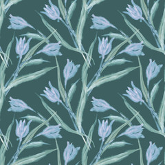 Field Flowers Seamless Pattern. Watercolor Background.