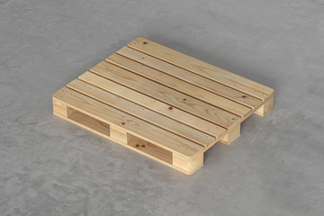 Pallet on the concrete floor. 3d render