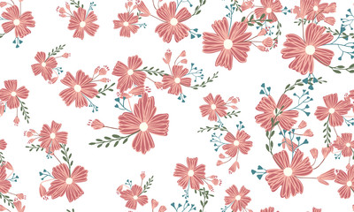 Fashionable cute pattern in nativel flowers. Floral seamless background for textiles, fabrics, covers, wallpapers, print, gift wrapping