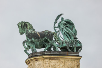 Bronze chariot statue in Budapest