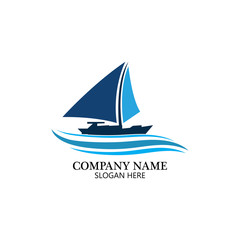Sailing boat, Daily cruises, sea travel, vector logo-icon