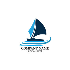 Sailing boat, Daily cruises, sea travel, vector logo-icon