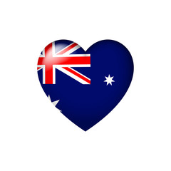 National flag of Australia in the form of heart icon on a white background. 