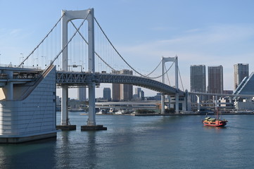 ２０２０年東京オリンピックの年の東京の風景　澄んだ青空と東京湾