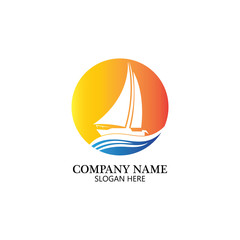 Sailing boat, Daily cruises, sea travel, vector logo-icon
