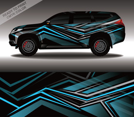 Obraz premium Car wrap decal design vector, custom livery race rally car vehicle sticker and tinting.