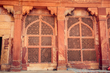 DELHI, INDIA : Interior of the Jama Masjid, Old town of Delhi, India. It is the principal mosque in...