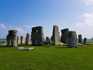 Stonehenge rocks with clear skies