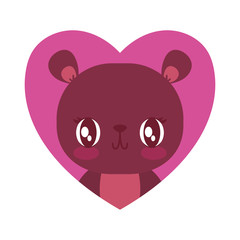 Isolated bear cartoon and heart vector design