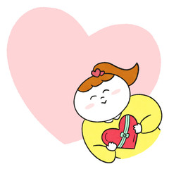 バレンタインデー　プレゼントを持つ女の子