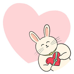 Obraz na płótnie Canvas バレンタインデー　プレゼントを持つウサギ