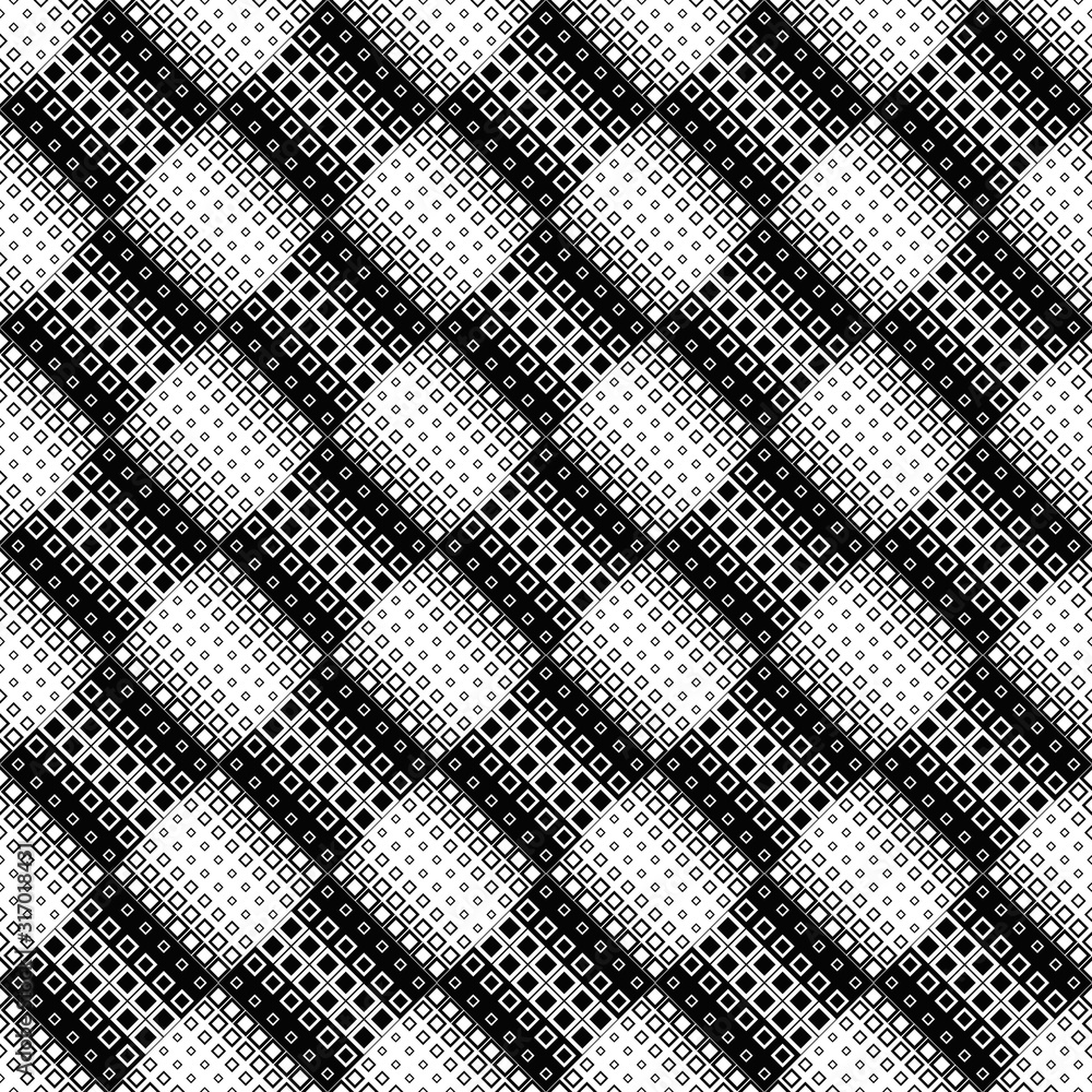 Poster geometrical diagonal square pattern background design - black and white abstract vector graphic