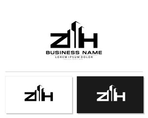 Z H ZH Initial building logo concept